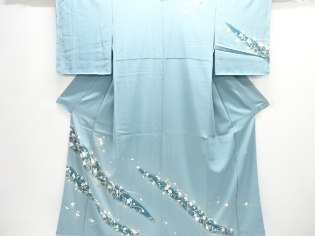 未使用品　作家物　手描友禅　枝花模様訪問着